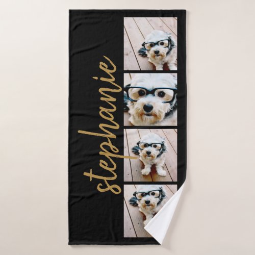 Create Your Own 4 Photo Collage _ Script Name Bath Towel