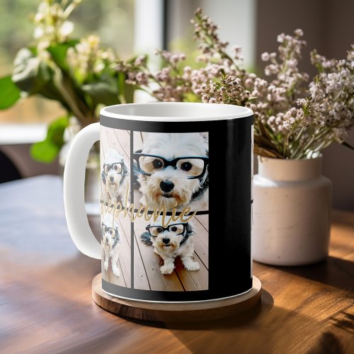 Create Your Own 4 Photo Collage _ Script Name Coffee Mug