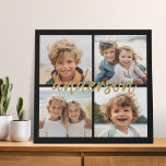 Create Your Own 4 Photo Collage - Script Name Faux Canvas Print<br><div class="desc">Use up to four square or selfie phone photos to create a unique and personal gift. Or you can keep the hipster puppy and make a trendy keepsake. If you need to adjust the pictures,  click on the customize tool to make changes.</div>