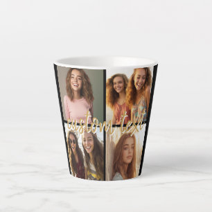 Create Your Own 4 Photo Collage - Script Name Latte Mug