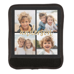 Create Your Own 4 Photo Collage - Script Name Luggage Handle Wrap