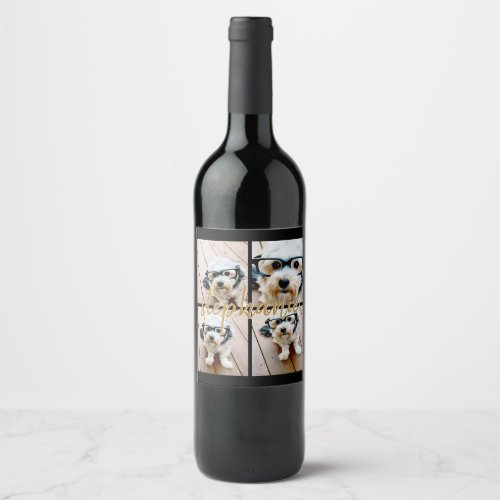 Create Your Own 4 Photo Collage _ Script Name Wine Label