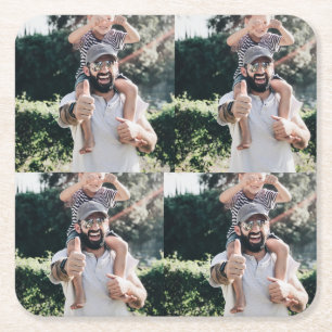 Create Your Own 4 Photo Collage Square Paper Coaster