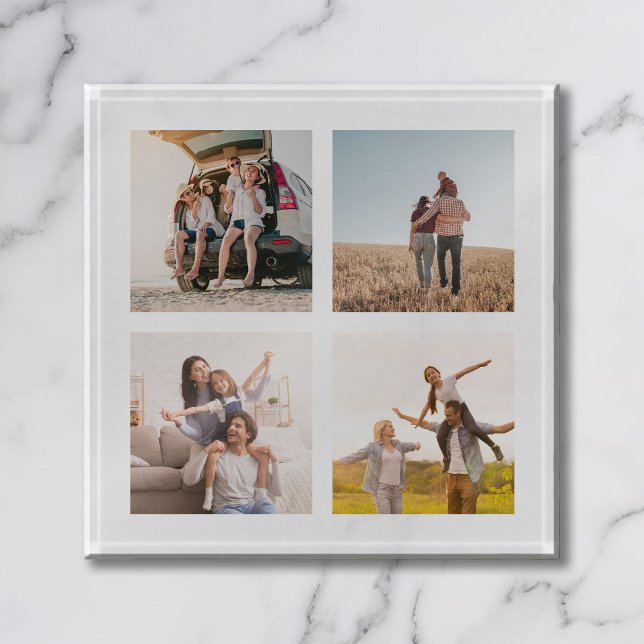 Create Your Own 4 Photo Collage Square Paperweight (Creator Uploaded)