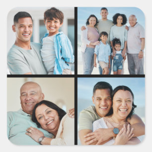 Create Your Own 4 Photo Collage Square Sticker