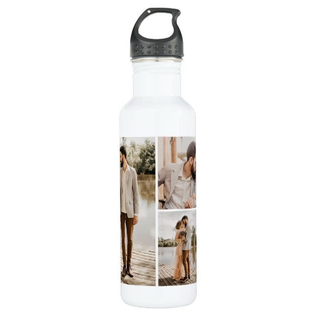 Create Your Own 4 Photo Collage Stainless Steel Water Bottle (Front)