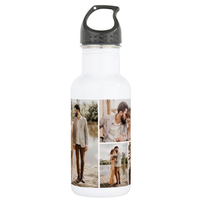 Create Your Own 4 Photo Collage Stainless Steel Water Bottle (Front)