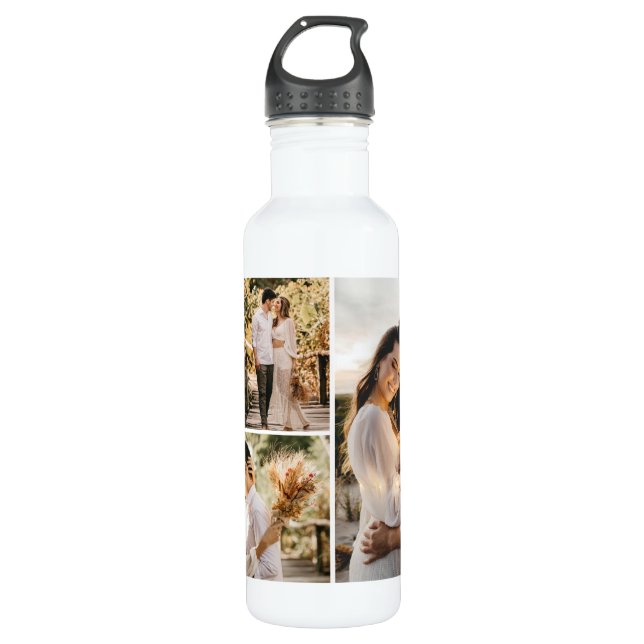 Create Your Own 4 Photo Collage Stainless Steel Water Bottle (Front)