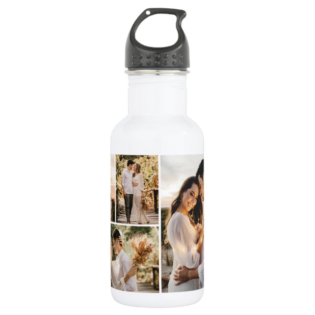 Create Your Own 4 Photo Collage Stainless Steel Water Bottle (Front)
