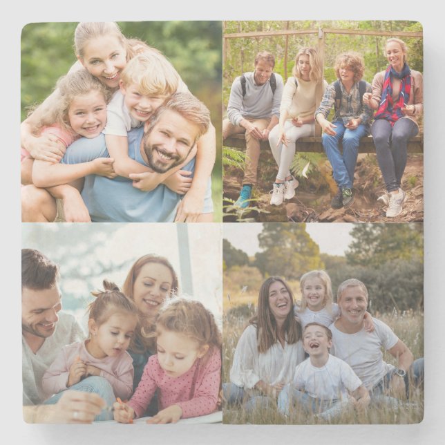 Create your Own 4 Photo Collage  Stone Coaster (Front)
