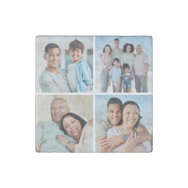 Create Your Own 4 Photo Collage Stone Magnet (Front)