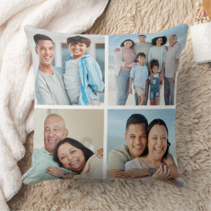 Create Your Own 4 Photo Collage Throw Pillow