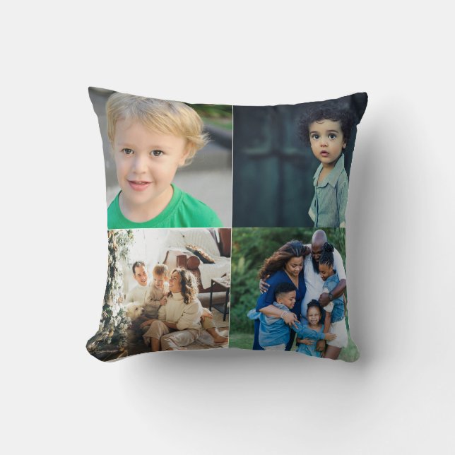 Create Your Own 4 Photo Collage Throw Pillow (Front)