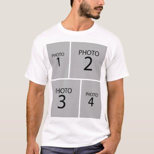 Create your own 4 PHOTO COLLAGE  Twin Front  Back T_Shirt