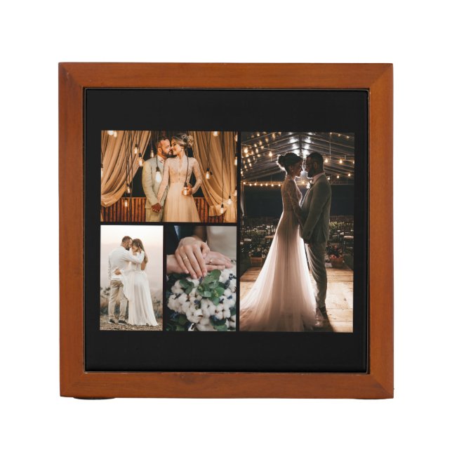Create Your Own 4 Photo Collage Welcome Sign Desk Organizer (Front)