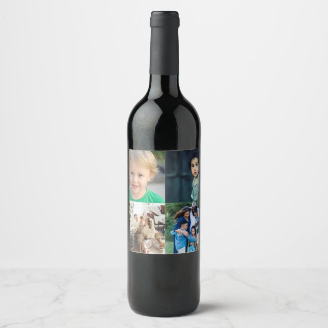 Create Your Own 4 Photo Collage Wine Label (Front)