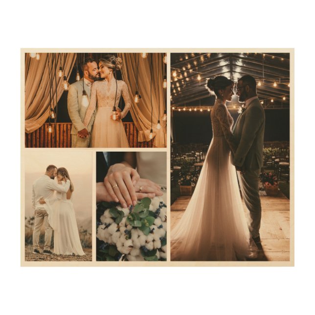 Create Your Own 4 Photo Collage Wood Wall Art (Front)