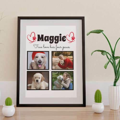 Create your own 4 photo customized dog collage poster