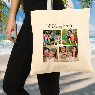 Create Your Own 4 Photo Family Reunion Vacation Tote Bag