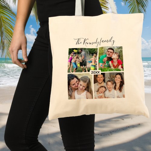 Create Your Own 4 Photo Family Reunion Vacation Tote Bag