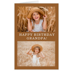 Create Your Own 4 Photo Happy Birthday Grandpa  Card