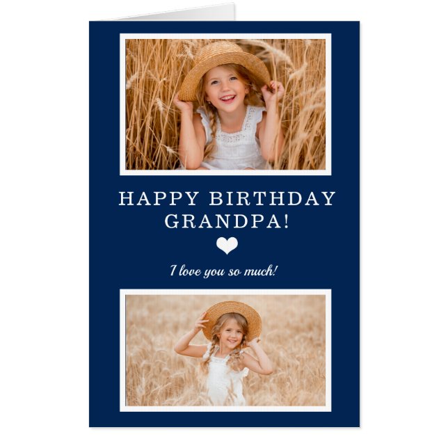 Create Your Own 4 Photo Happy Birthday Grandpa Card (Front)
