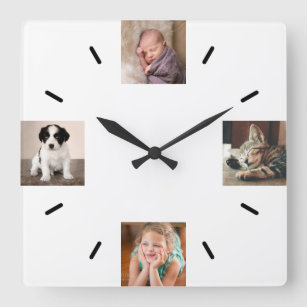 Create Your Own 4 Photo Modern Square Wall Clock