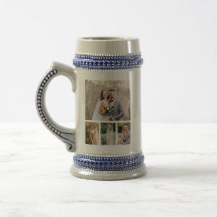 Create Your Own 4 Photo Wedding Collage Beer Stein