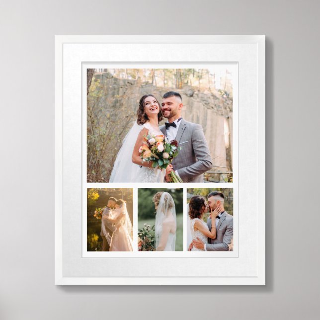 Create Your Own 4 Photo Wedding Collage Framed Art (Framed Front)