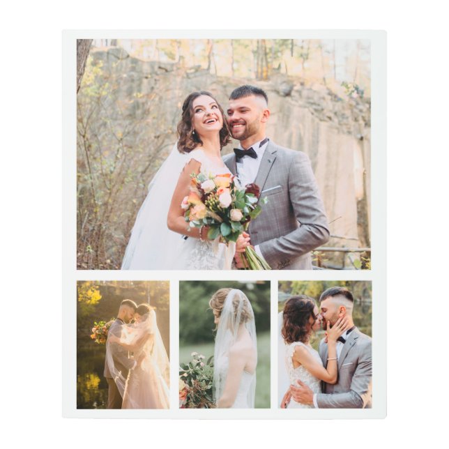 Create Your Own 4 Photo Wedding Collage Metal Print (Front)