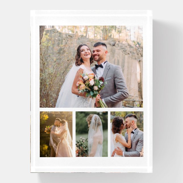 Create Your Own 4 Photo Wedding Collage Paperweight (Vertical)