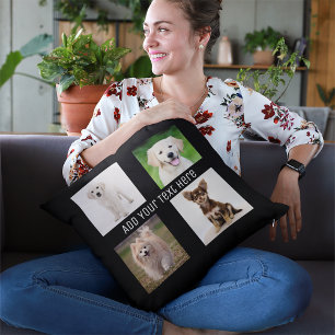 Create Your Own 4 photos Collage Throw Pillow