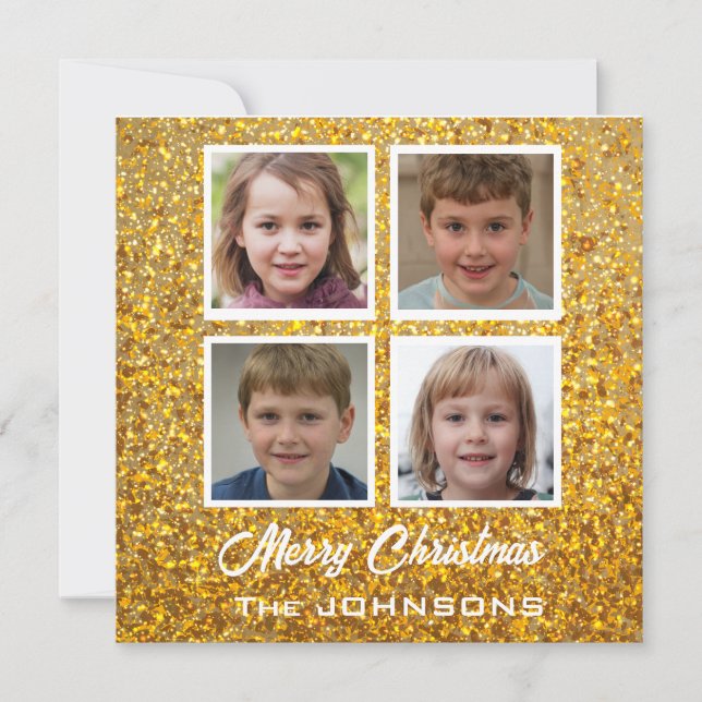 Create Your Own 4 photos Family Christmas  Card (Front)