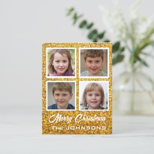 Create Your Own 4 photos Family Christmas Postcard