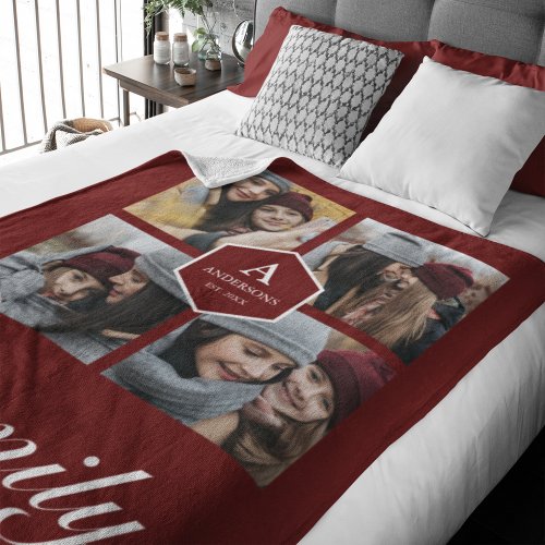 Create Your Own 4 Pictures Family Photo Collage Fleece Blanket