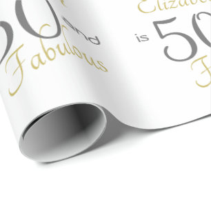 Create Your Own 50 and Fabulous Gold 50th Birthday Wrapping Paper