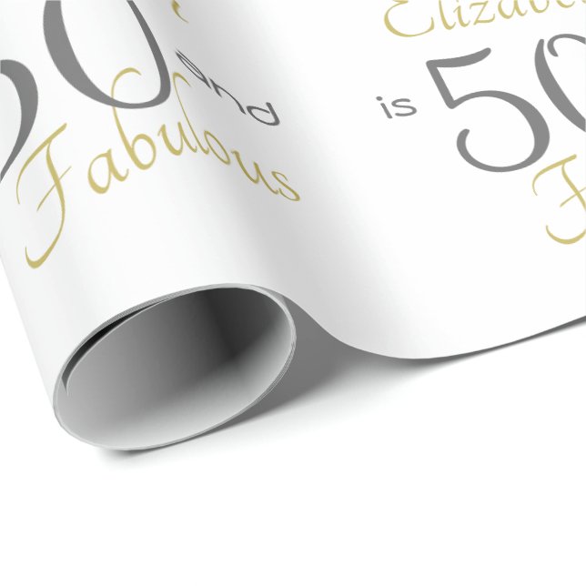 Create Your Own 50 and Fabulous Gold 50th Birthday Wrapping Paper (Roll Corner)