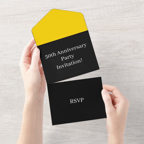 Create Your Own 50th Anniversary Party RSVP Black All In One Invitation