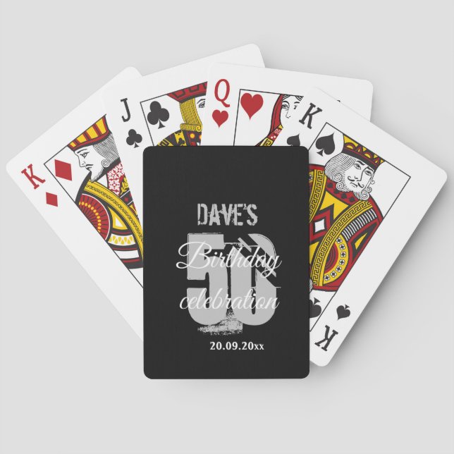 Create Your Own 50th Any Birthday Black  Poker Cards (Back)