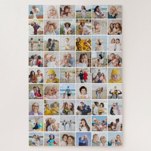 Create Your Own 54 Photo Collage Editable Color Jigsaw Puzzle