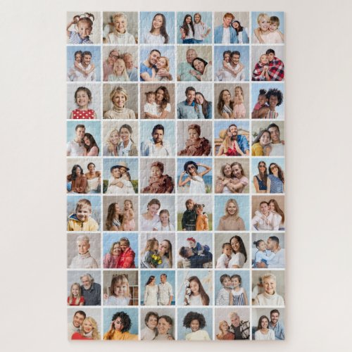 Create Your Own 54 Photo Collage Editable Color Jigsaw Puzzle