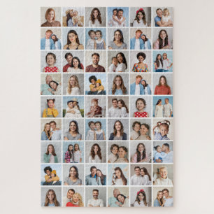 Create Your Own 54 Photo Collage Editable Color Jigsaw Puzzle