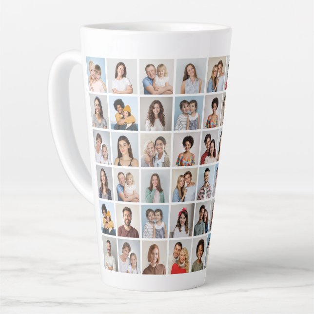 Create Your Own 54 Photo Collage Latte Mug (Left Angle)