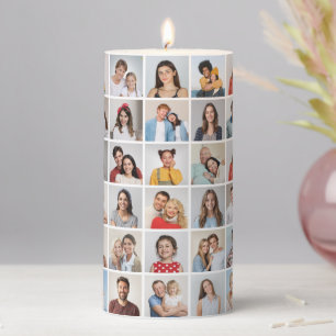 Create Your Own 54 Photo Collage Pillar Candle