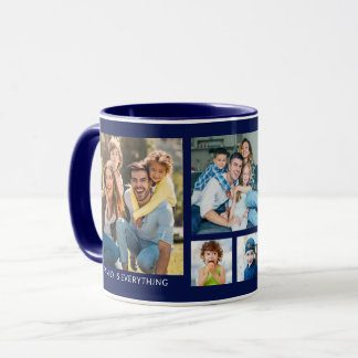 Create Your Own 5 Family Photo Collage Navy Blue Mug