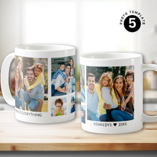Create Your Own 5 Family Photo Collage White Coffee Mug