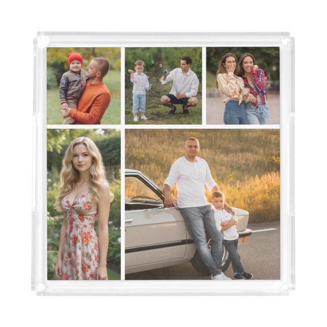Create Your Own 5 Photo Collage Acrylic Tray (Front)