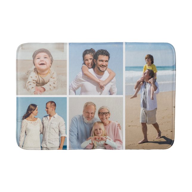 Create Your Own 5 Photo Collage Bath Mat (Front)