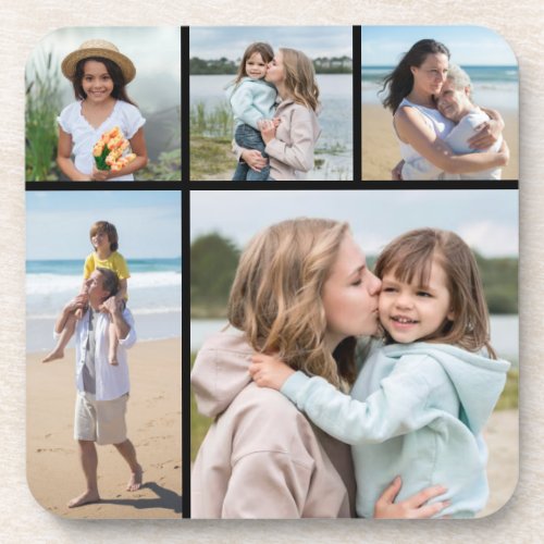Create Your Own 5 Photo Collage Beverage Coaster