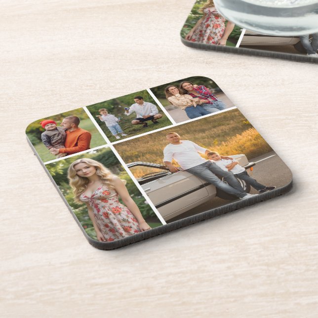 Create Your Own 5 Photo Collage Beverage Coaster (Left Side)
